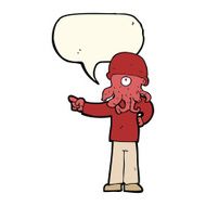 cartoon alien monster man with speech bubble N15