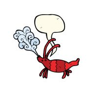 cartoon shrimp with speech bubble N25
