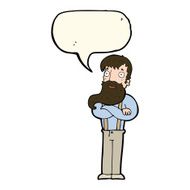 cartoon bearded hipster man with speech bubble N7