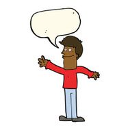 cartoon happy man waving with speech bubble N32