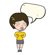 cartoon surprised woman with speech bubble N187