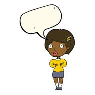 cartoon surprised woman with speech bubble N189