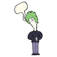 cartoon curious vampire with speech bubble N8