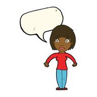 cartoon surprised woman with speech bubble N191