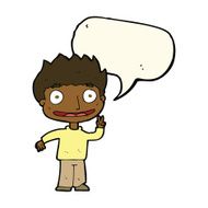 Cartoon happy boy with speech bubble N172