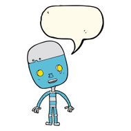 cartoon sad robot with speech bubble N7