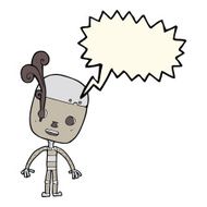 cartoon sad robot with speech bubble N8