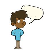 cartoon boy staring with speech bubble N15