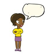 cartoon pretty woman with speech bubble N204