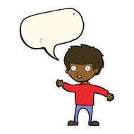 Cartoon happy boy with speech bubble N176