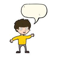 Cartoon happy boy with speech bubble N177