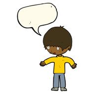 cartoon confused boy with speech bubble N7