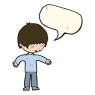 cartoon confused boy with speech bubble N8
