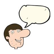 cartoon happy male face with speech bubble N15