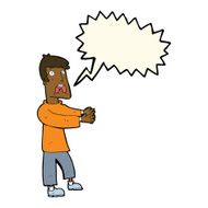 cartoon terrified man with speech bubble N165