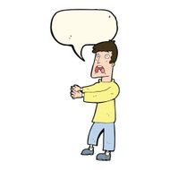 cartoon terrified man with speech bubble N166