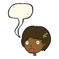 cartoon surprised female face with speech bubble N52
