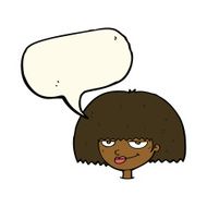 cartoon mean female face with speech bubble N7