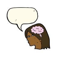 cartoon female head with brain symbol speech bubble N15
