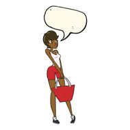 cartoon attractive woman shopping with speech bubble N8