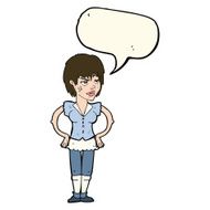 cartoon tough woman with hands on hips speech bubble N8