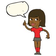 cartoon pretty girl with idea speech bubble N21