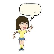 cartoon pretty girl with idea speech bubble N22