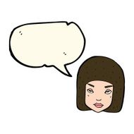 cartoon annoyed female face with speech bubble N7