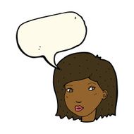 cartoon female face with speech bubble N117