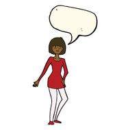 cartoon woman in dress with speech bubble N32