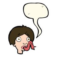 cartoon head sticking out tongue with speech bubble N7