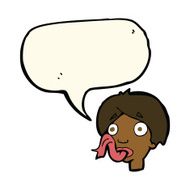 cartoon head sticking out tongue with speech bubble N8