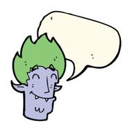 cartoon happy vampire head with speech bubble N8