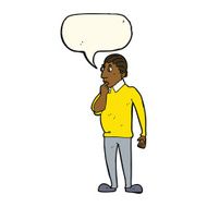 cartoon curious man with speech bubble N54
