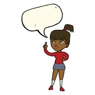 cartoon attractive girl with idea speech bubble N8
