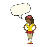 cartoon intelligent woman with speech bubble N16