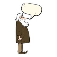 cartoon bearded old man with speech bubble N30