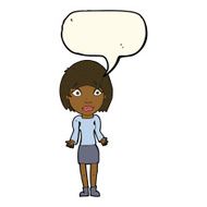 cartoon woman shrugging shoulders with speech bubble N381