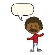 cartoon happy man with mustache speech bubble N8