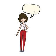 cartoon pretty woman with speech bubble N206