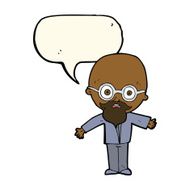 cartoon genius scientist with speech bubble N8