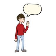 cartoon waving man with speech bubble N31