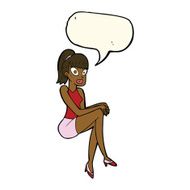 cartoon pretty woman with speech bubble N207