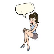 cartoon pretty woman with speech bubble N208
