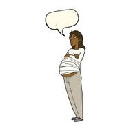 cartoon pregnant woman with speech bubble N14