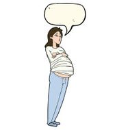 cartoon pregnant woman with speech bubble N15
