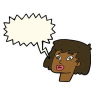 cartoon pretty female face with speech bubble N77