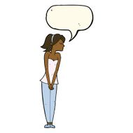 cartoon pretty woman with speech bubble N209