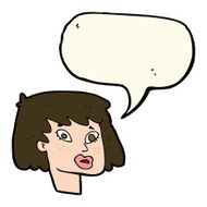 cartoon pretty female face with speech bubble N78