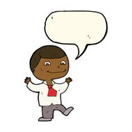 Cartoon happy boy with speech bubble N183
